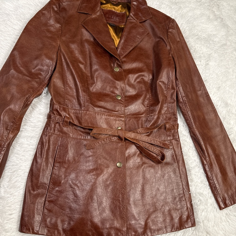 Guess Women's Chocolate Leather Jacket - Picture 3 of 7